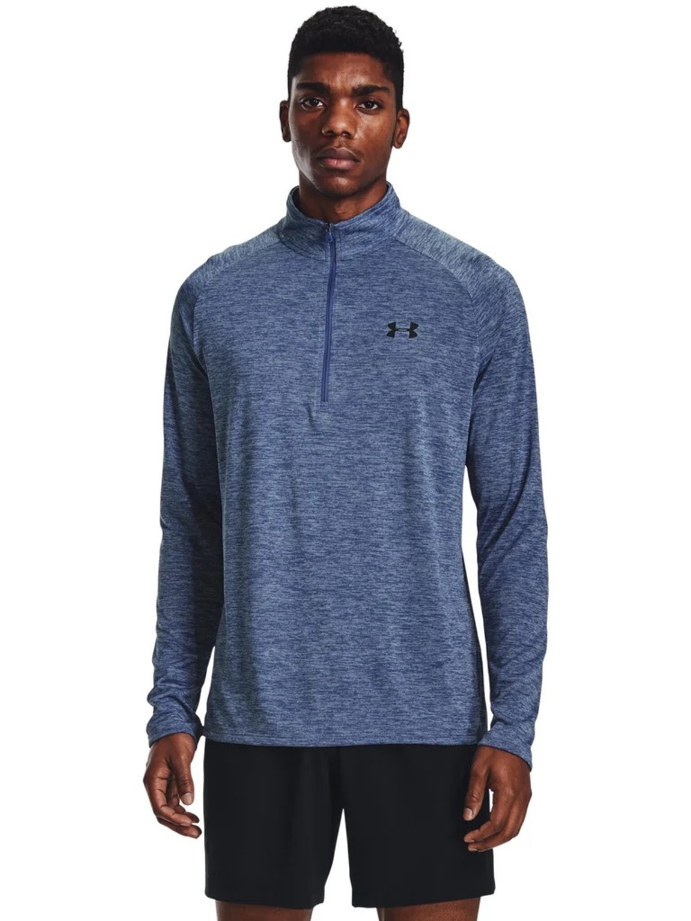 Under Armour Tech Men’s Quarter Zip Blue Gray Long Sleeve Shirt